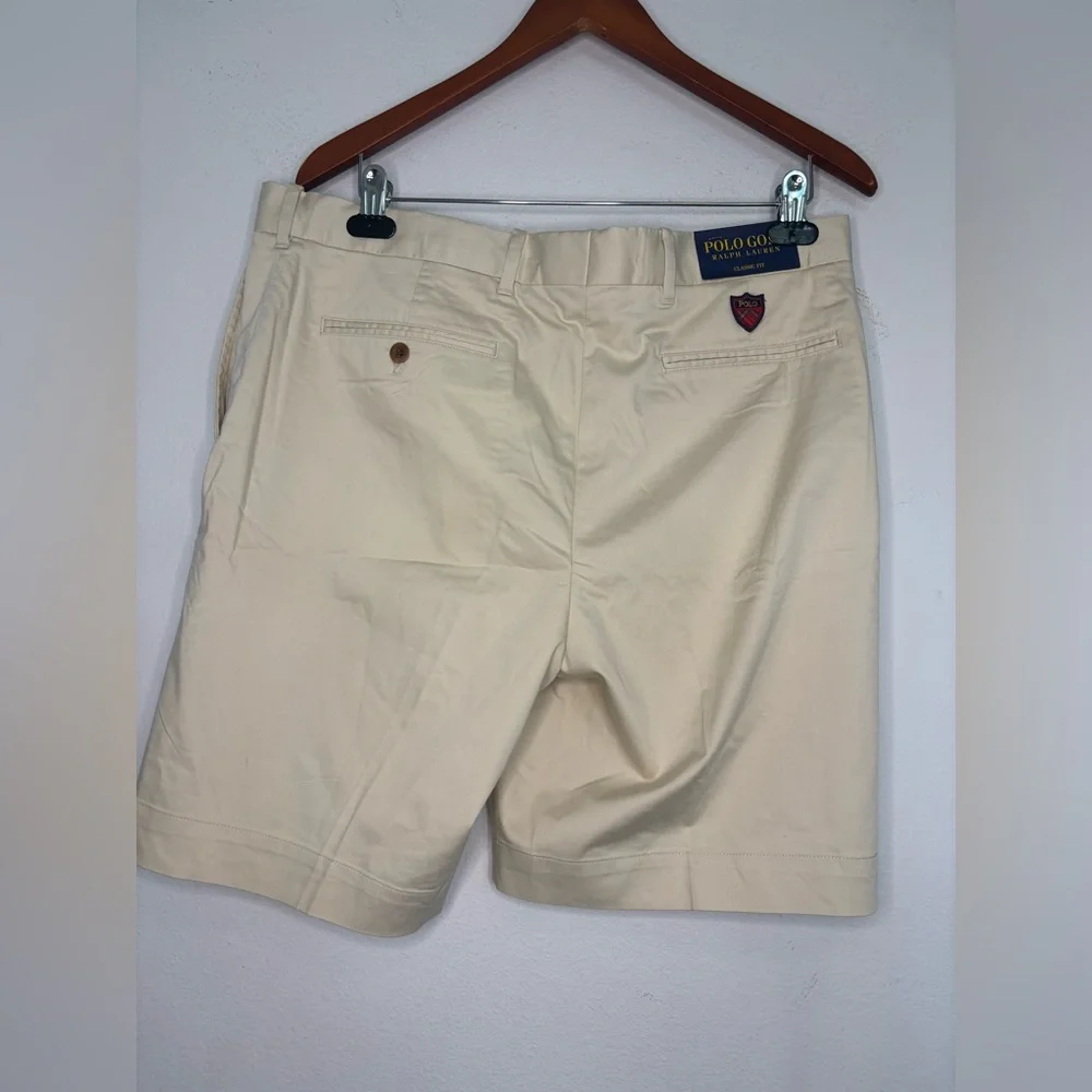 POLO RALPH LAUREN GOLF NWT BEIGE CREAM CLASSIC FIT MENS SHORTS SZ 34